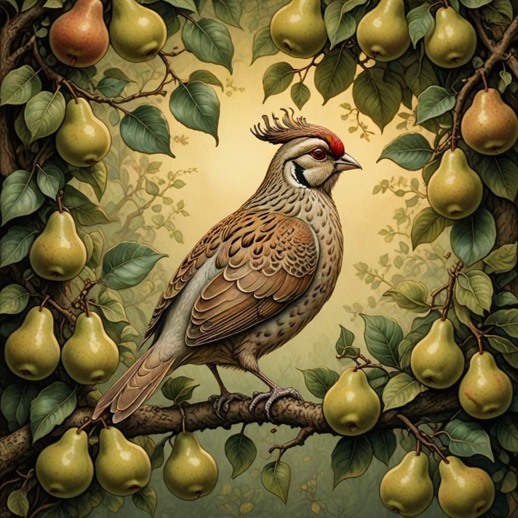 Whimsical Partridge in a Pear Tree