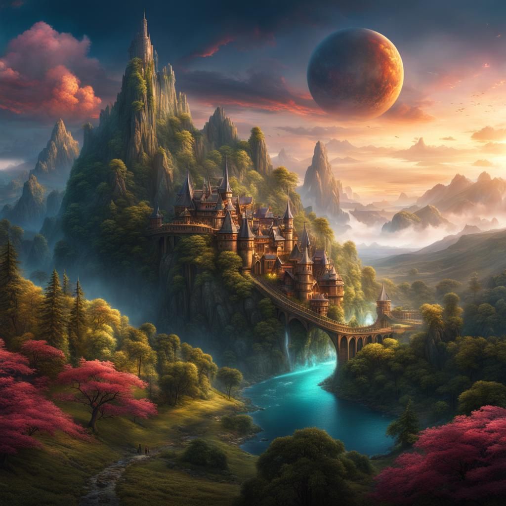 Epic Fantasy Landscape: Detailed Digital Matte Painting