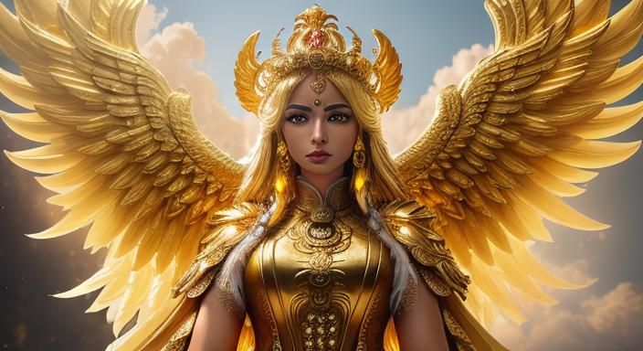Golden Brahma: Hindu Goddess in Dreamlike Orton Effect