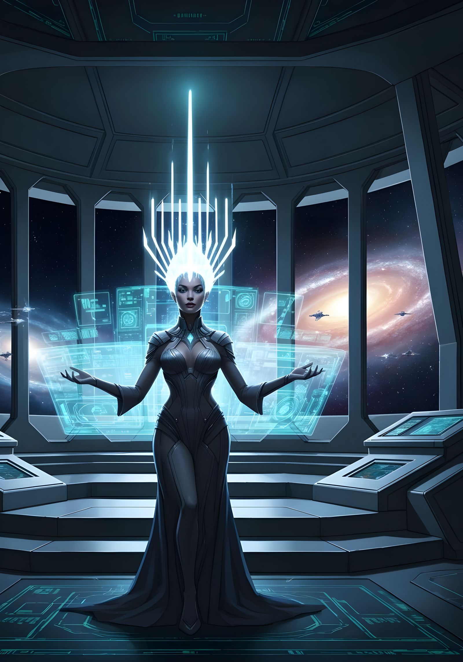Galactic Empress on Holographic Throne, Photonic Crown