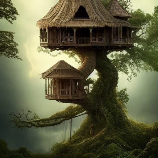Intricate Treehouse in Epic Digital Painting