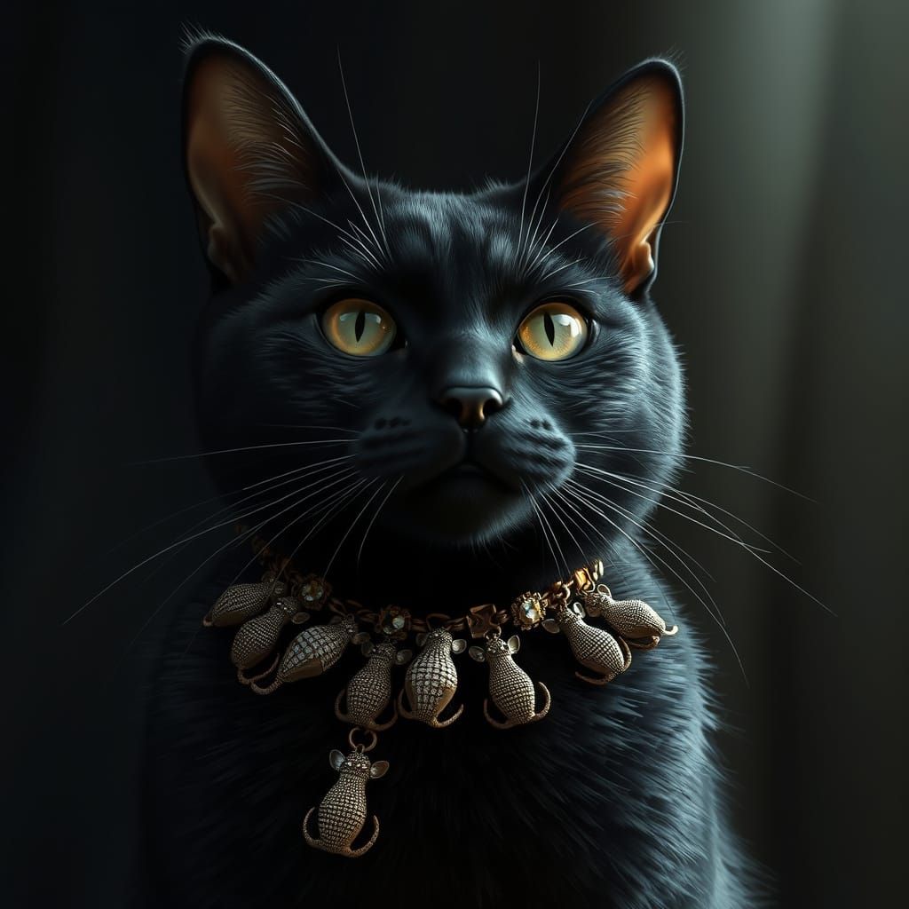 Glamorous Feline in Elegantly Detailed Jewellery