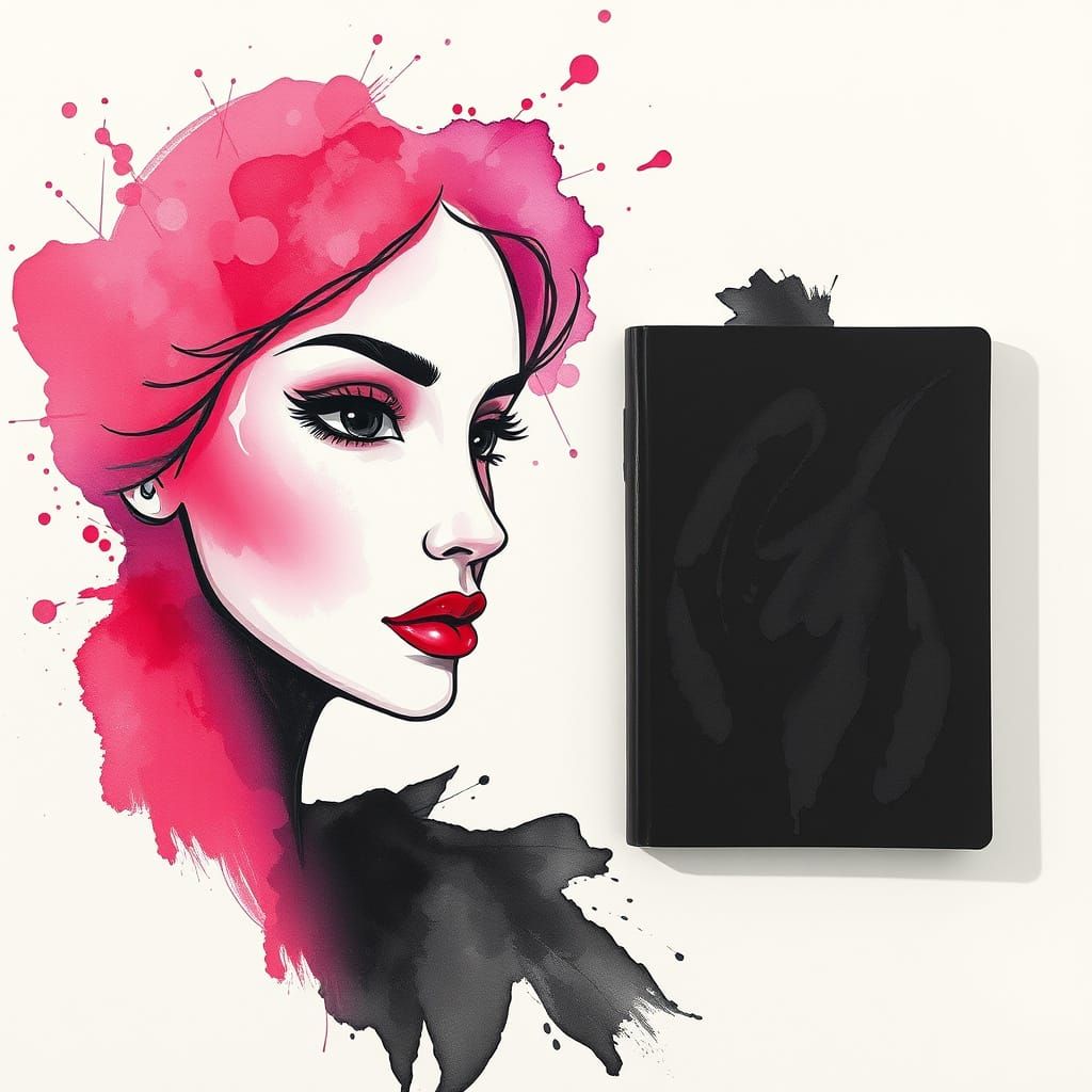 Watercolor Portrait and Ink Notebook Cover Art