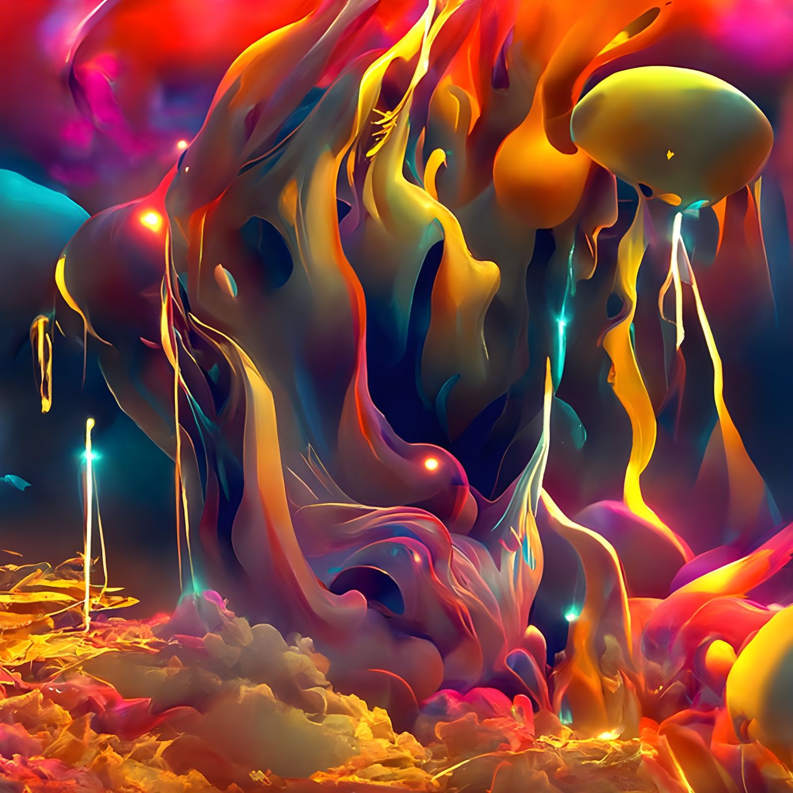 Cosmic Nebula in Abstract Surrealist Style