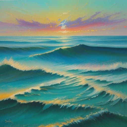 Endless Water in Neo-Impressionist Oil Painting Style