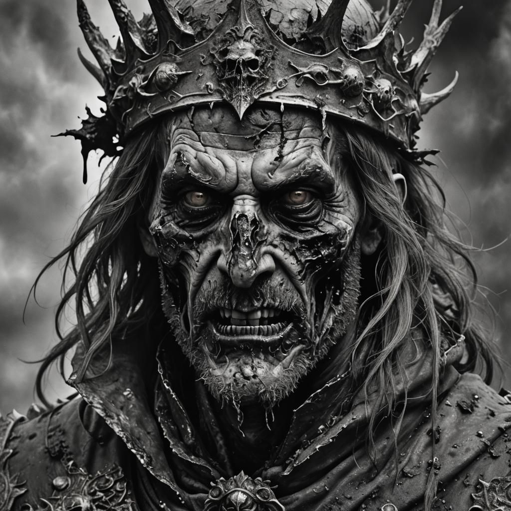 Monochrome Portrait of a Demonic King of Hell