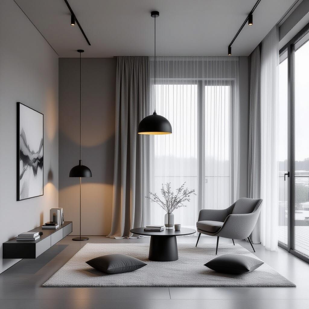 Modern Minimalist Room with Panoramic Window