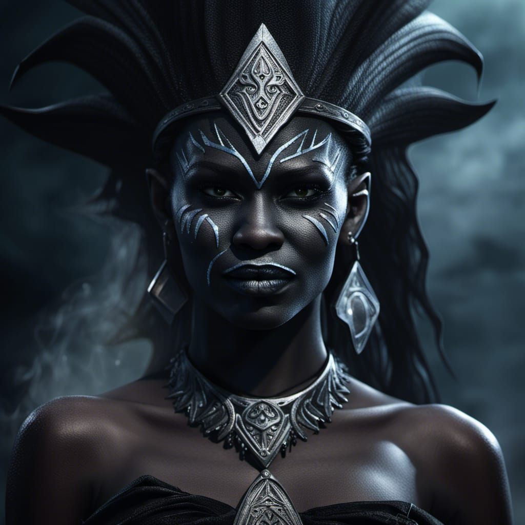 Dark Elf Sorceress Casting Ice Spell