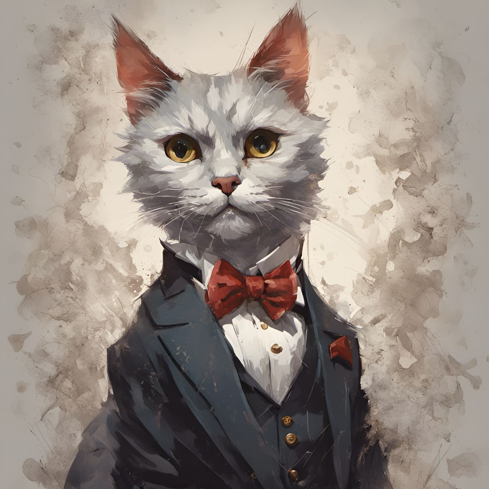 Cat in Tuxedo Digital Illustration