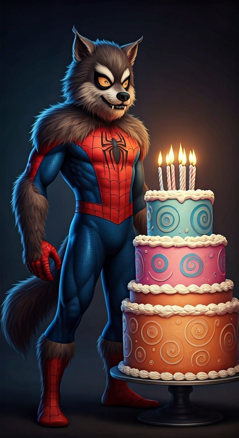 Spiderman as Werewolf at Birthday Party