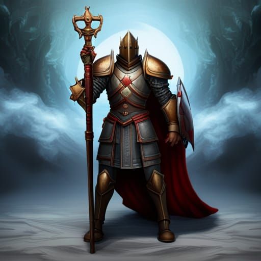 Black Knight with Axe and Red Magic