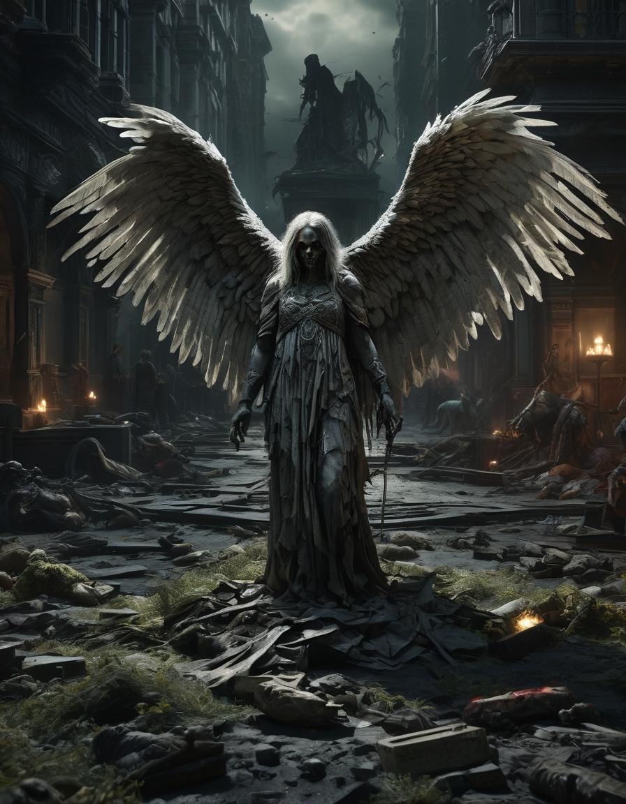 Dramatic Zombie Angel in Digital Matte Painting
