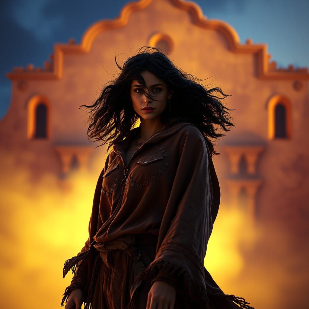 Ethereal Spanish Cowgirl in a Dreamy Wild West Landscape