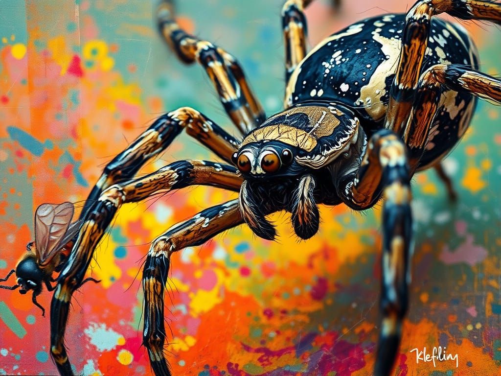 Spider and Fly: Impressionist Expressionist Oil Painting