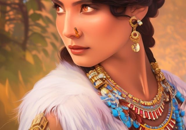 Ahsonnutli: Navajo Creator Goddess Portrait in Hyperdetailed...