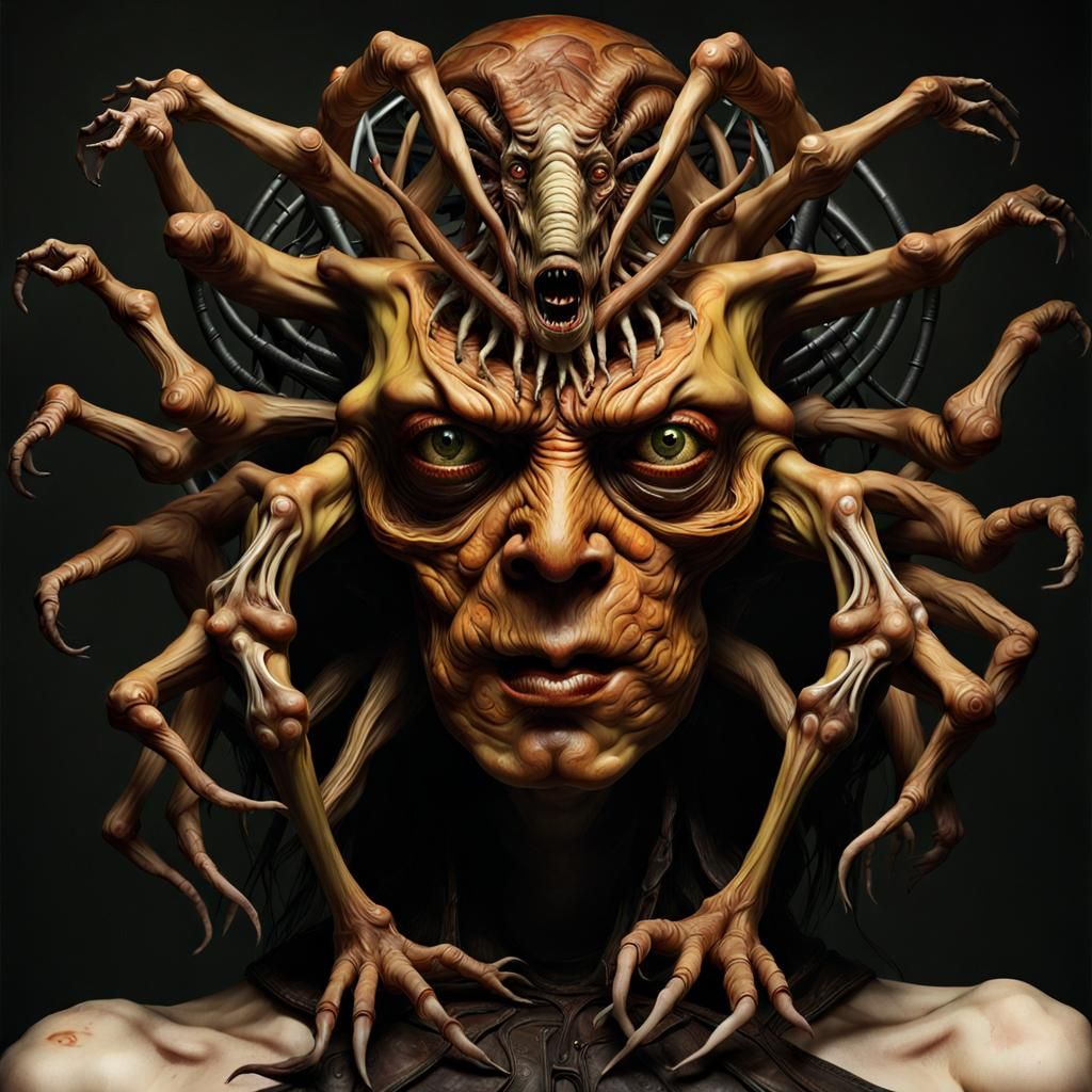 Surreal Multi-Limbed Monster in Maximalist Style