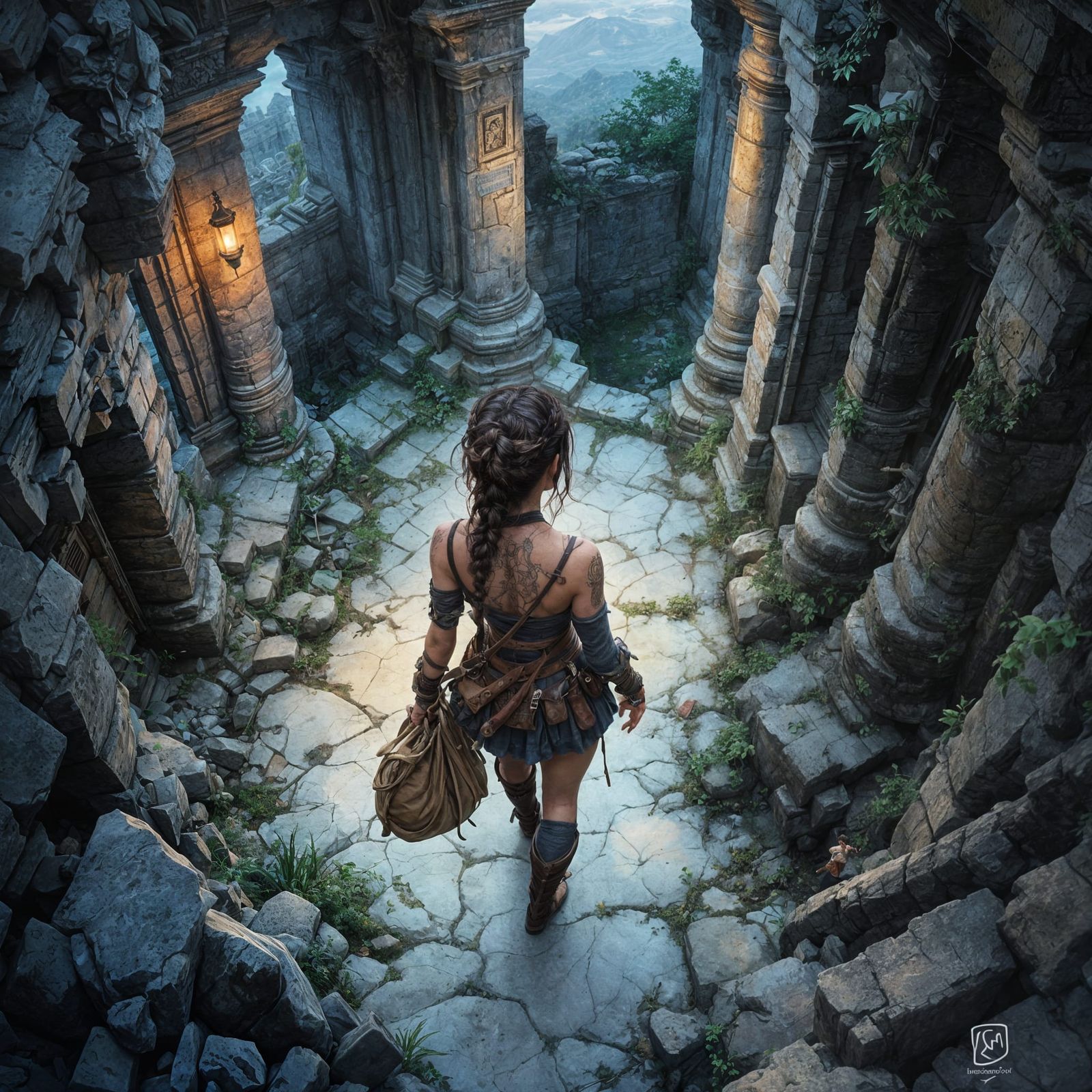 Dark Fantasy Rogue in Temple Ruins Masterpiece
