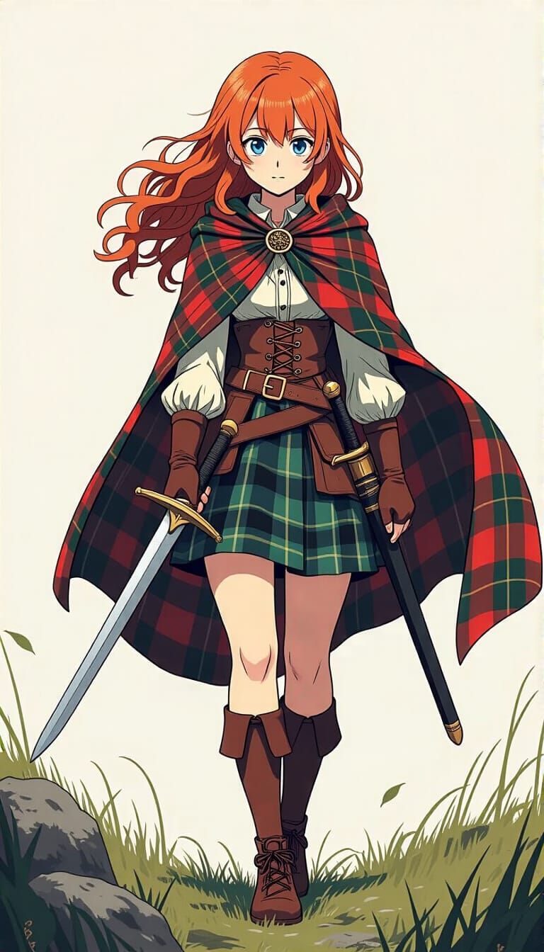 Anime Girl Rob Roy in Scottish Highlands
