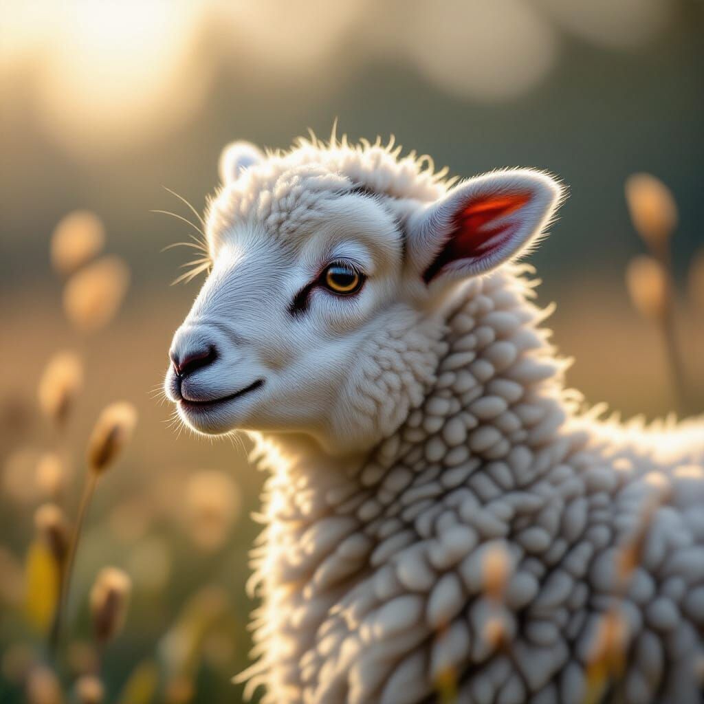 Detailed Lamb Eye Macro in Cinematic Style