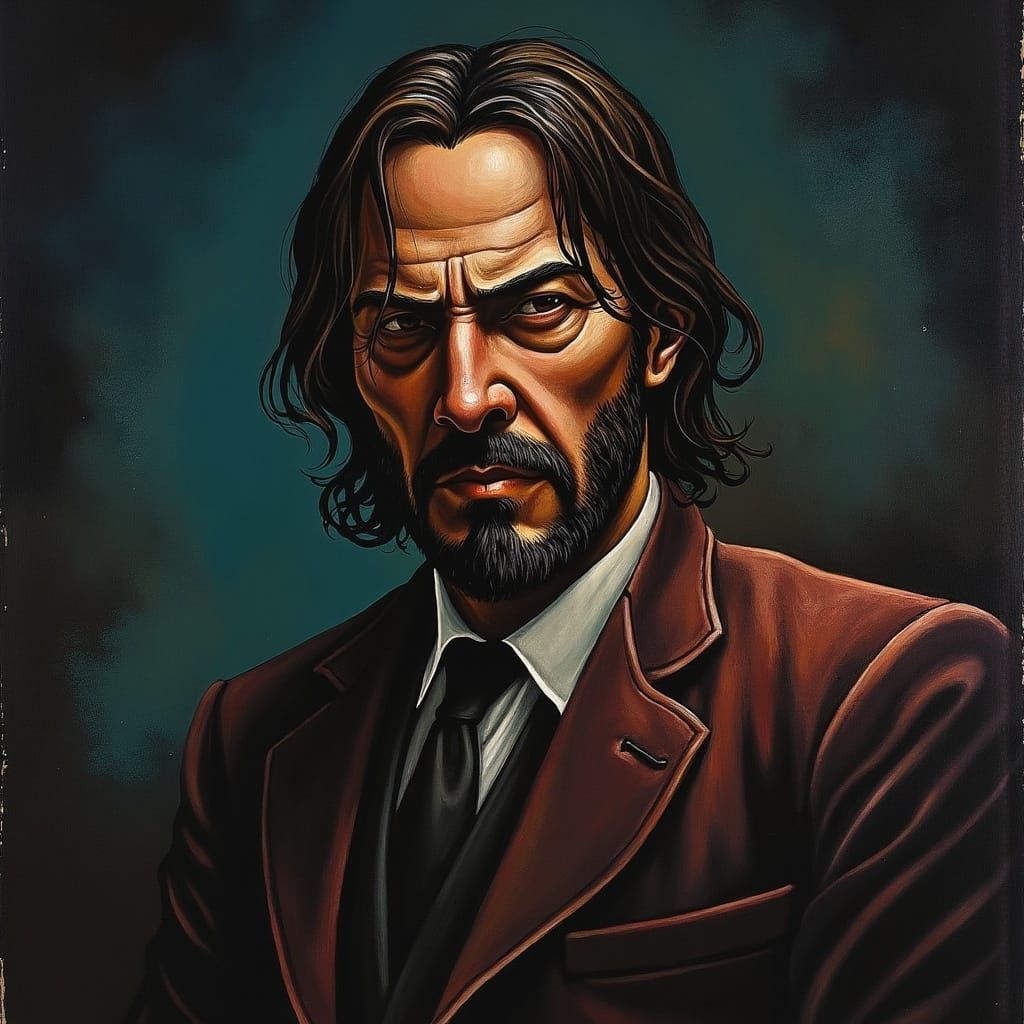 John Wick Portrait in Art Nouveau Style