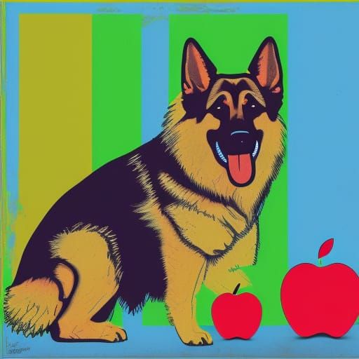 German Shepherd Howling: Pop Art Screen Print