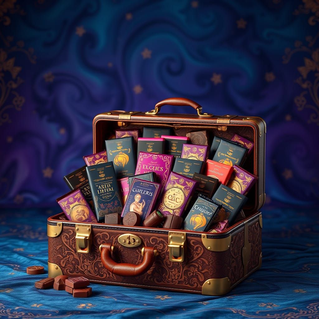 Luxurious Chocolate Suitcase in Whimsical, Hyper-Realistic S...