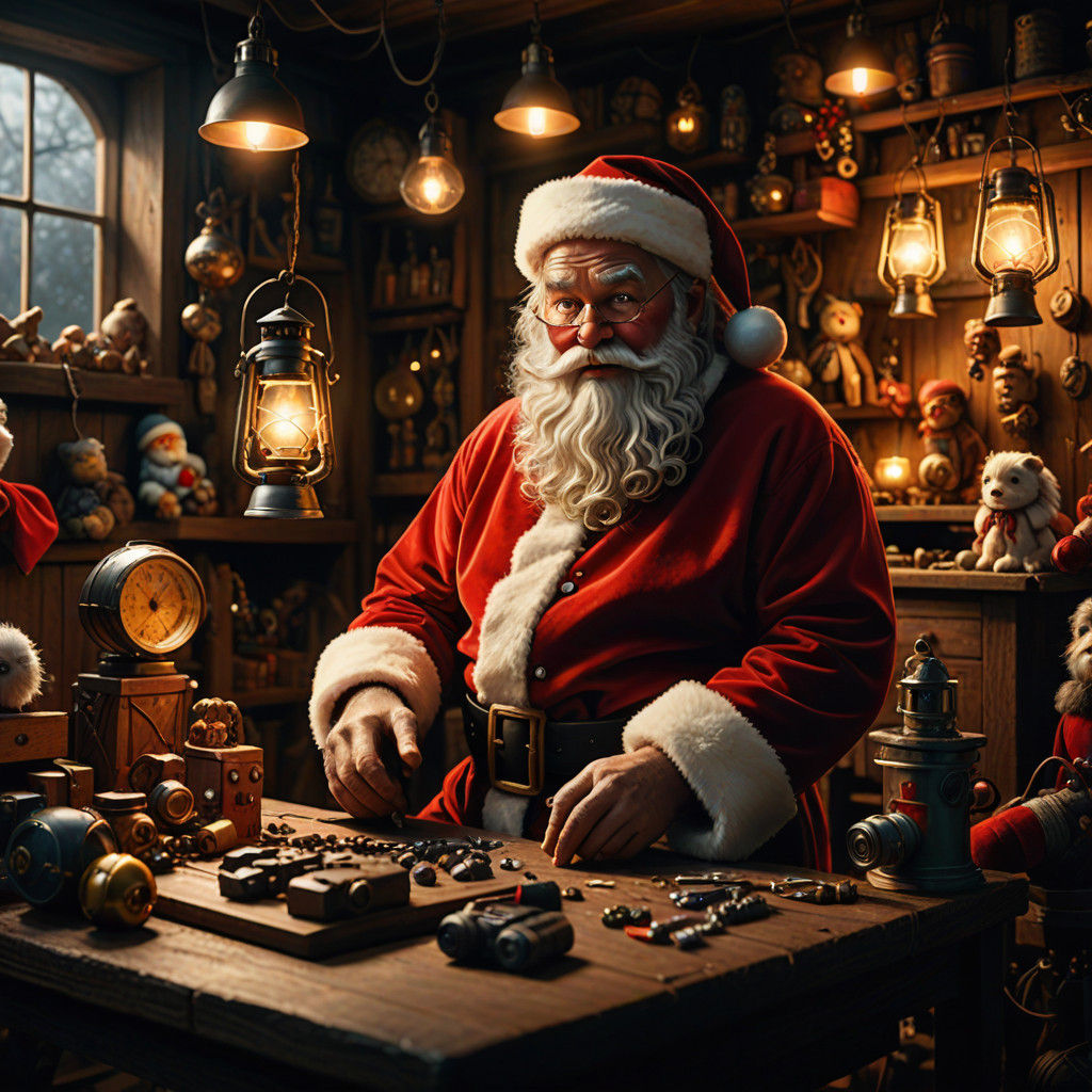 Santa's Workshop in Cinematic Hyperrealism