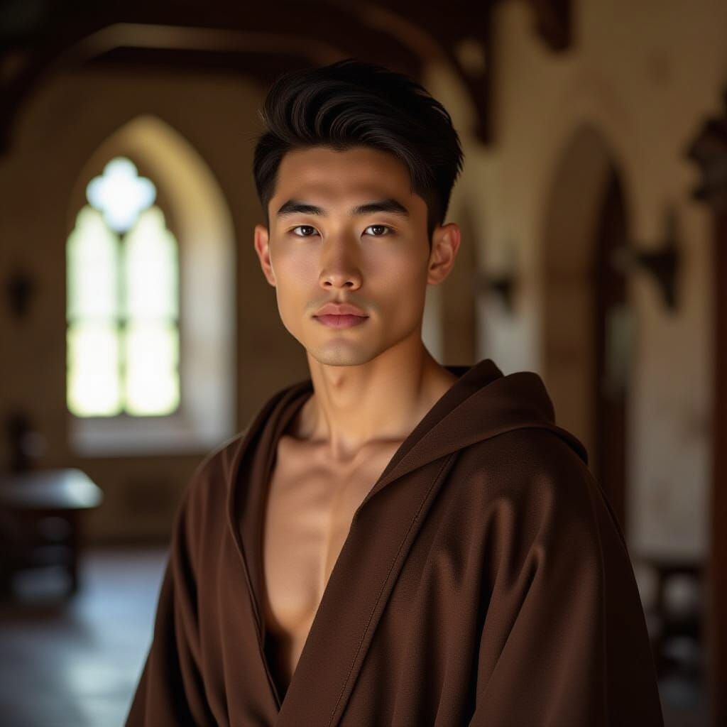 Young Monk in Medieval Monastery
