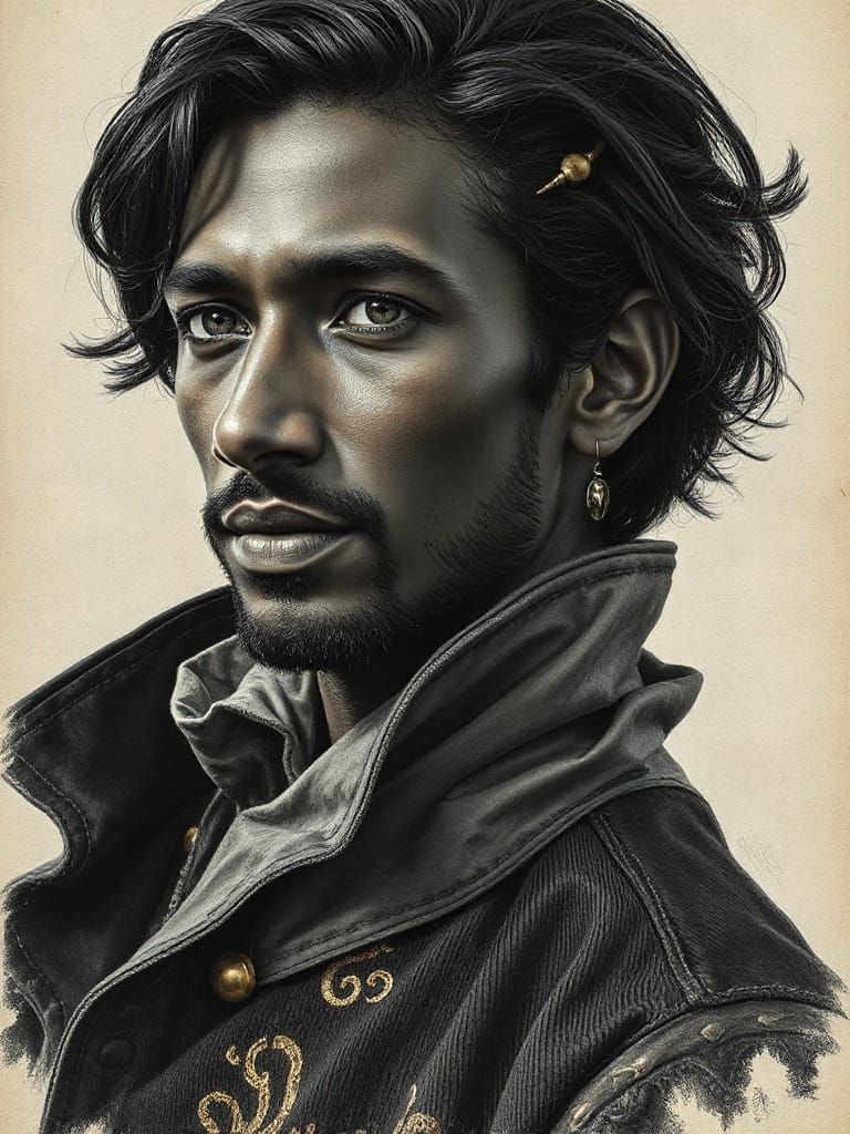 Handsome Black Sorcerer in Antique Velvet Robes