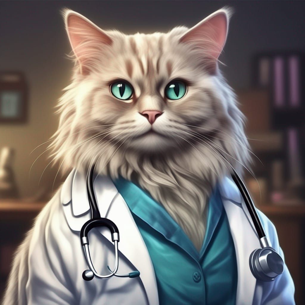 Adorable Cat Doctor Portrait