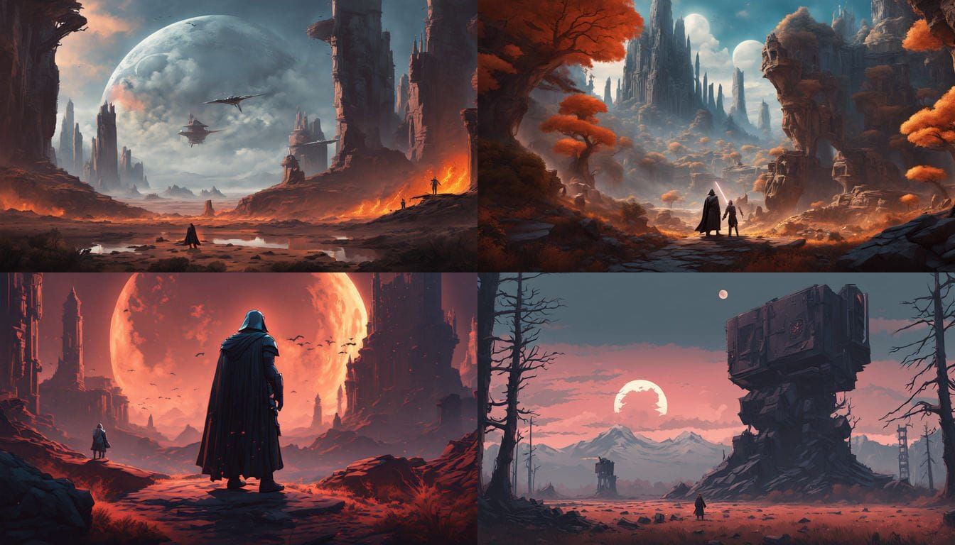 Joda and Darth Vader Clash Under Double Moonlight in Epic Fa...