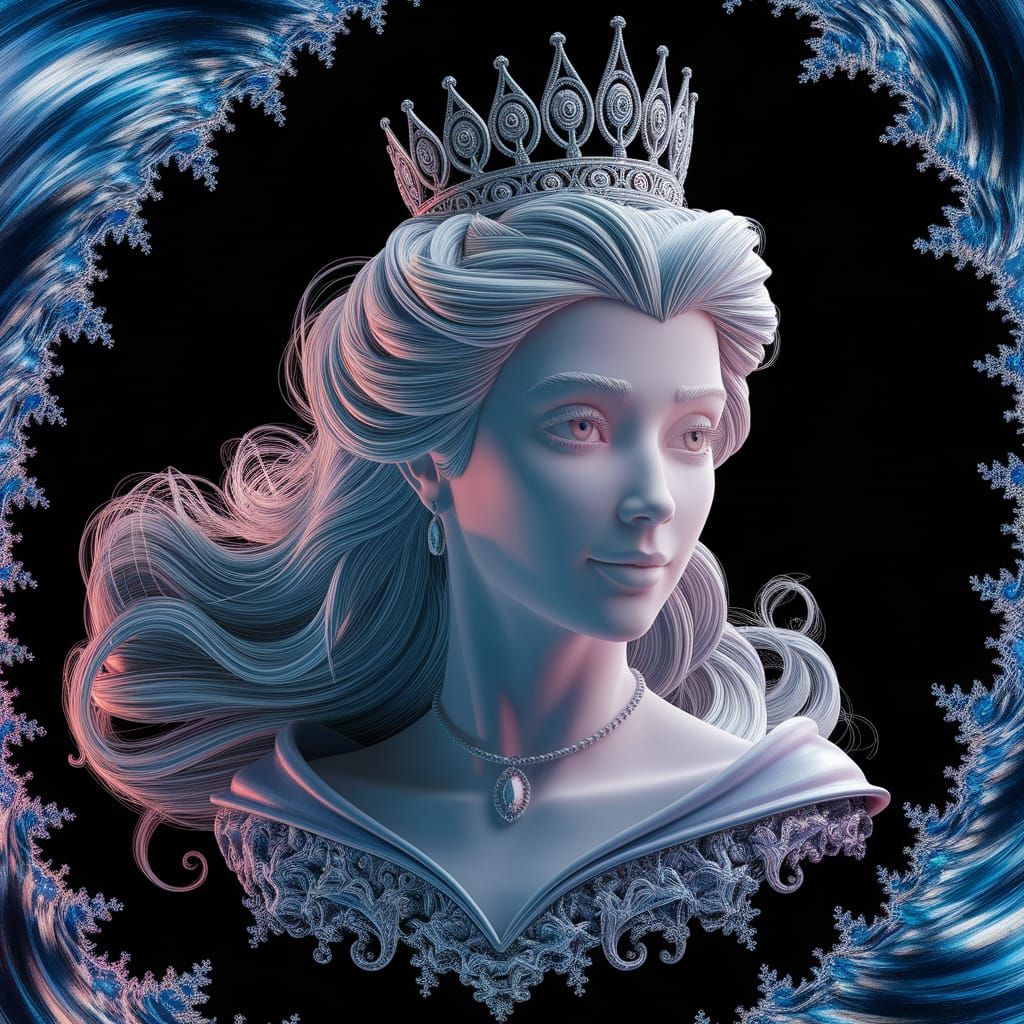 Ethereal Disney Princess with Clockwork Crown in Fractal Bea...