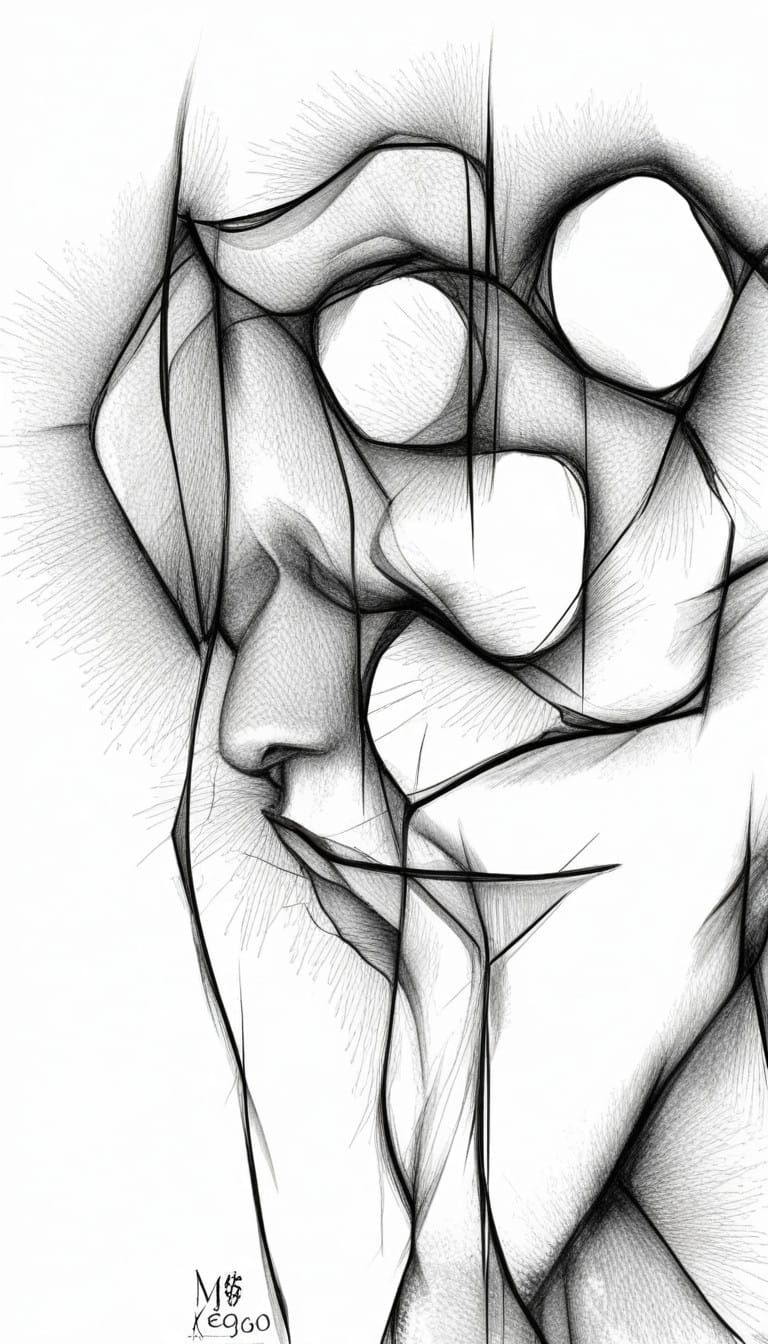 Emotive Human Forms Entwined in Black and White