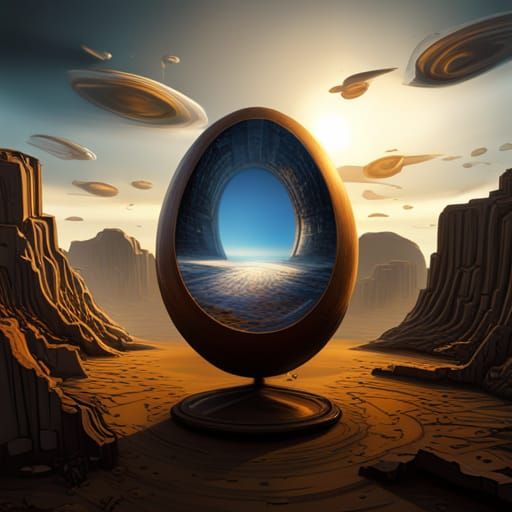 Surreal Egg of Creation in Salvador Dali Style