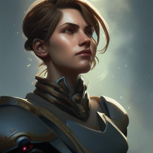 Detailed Portrait of a Female Paladin