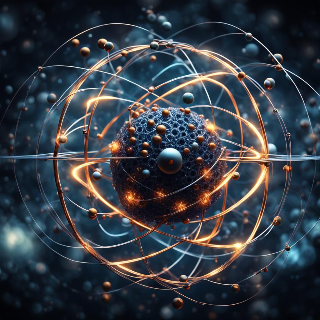 Hyperrealistic Atom with Orbiting Electrons