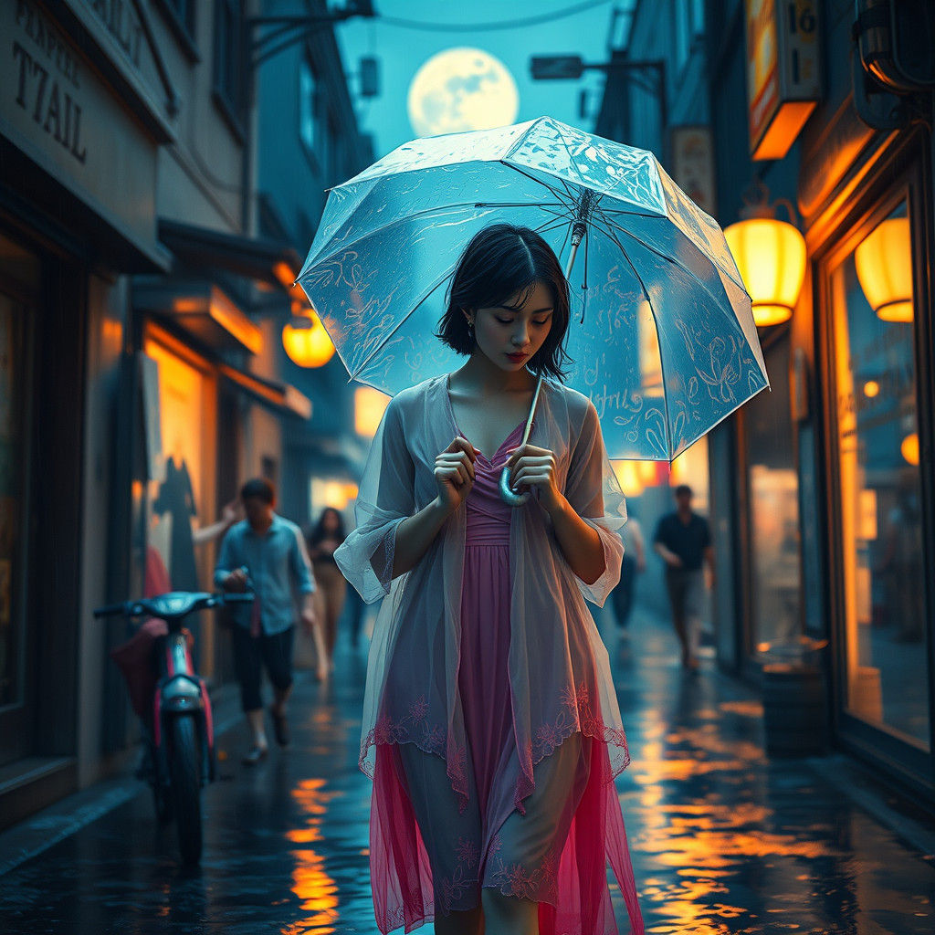 Rainy Night Walk: Fantasy Concept Art