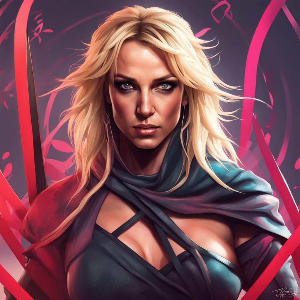 Ninja Woman Portrait in Hyperdetailed Style