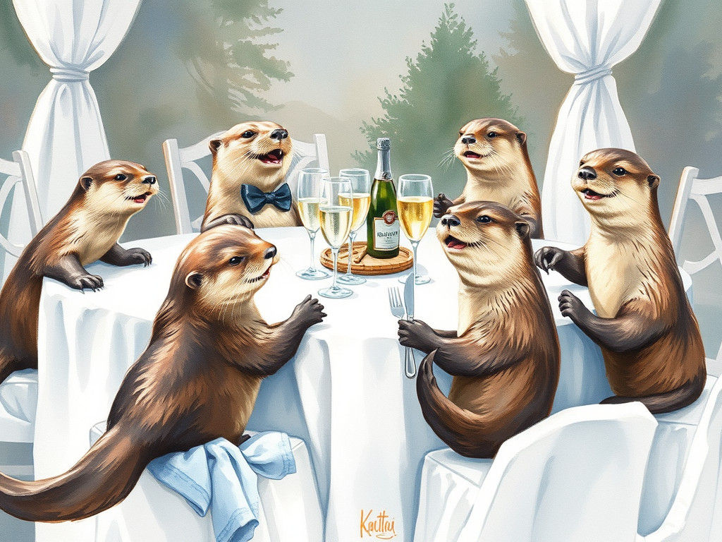 Mischievous Otters Cause Mayhem at Dinner Party