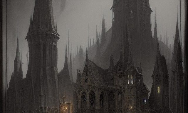 Dark Wizard Castle in Horror Style