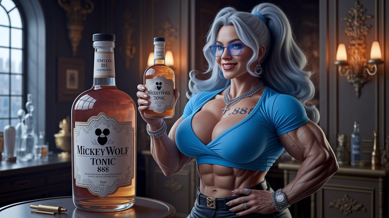 Ultra Realistic Bottle Girl in Elegant Attire