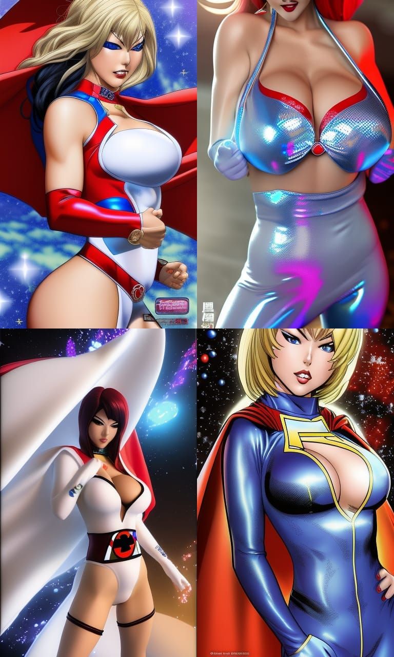 Powergirl Illustration in Holographic Cosmic Style