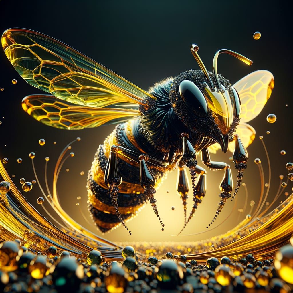 Crystal Glass Bee in Cinematic 3D