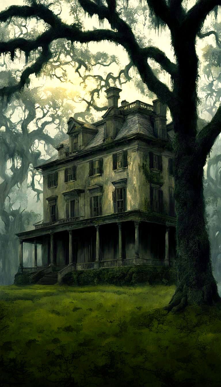 Haunted Southern Gothic Mansion at Twilight