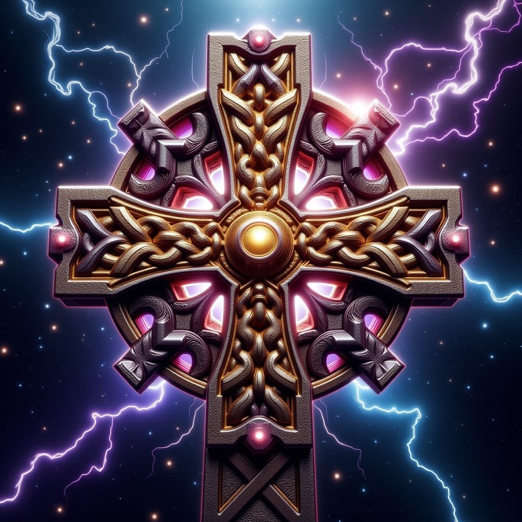 Celtic Cross in Cosmic Hyper-Realism