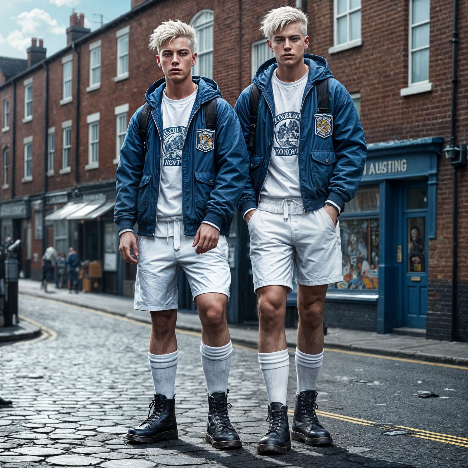 Scally Lads in White Shorts: Detailed Matte Painting