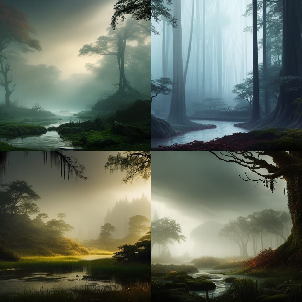 Eerie Dark Fantasy Mystical Grove Concept Art