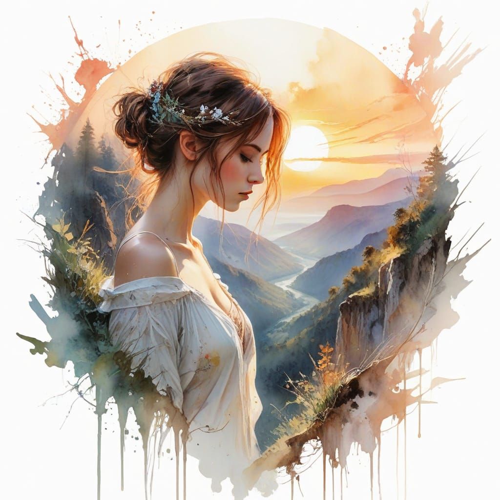 Watercolor Sunrise Over Appalachian Gorge