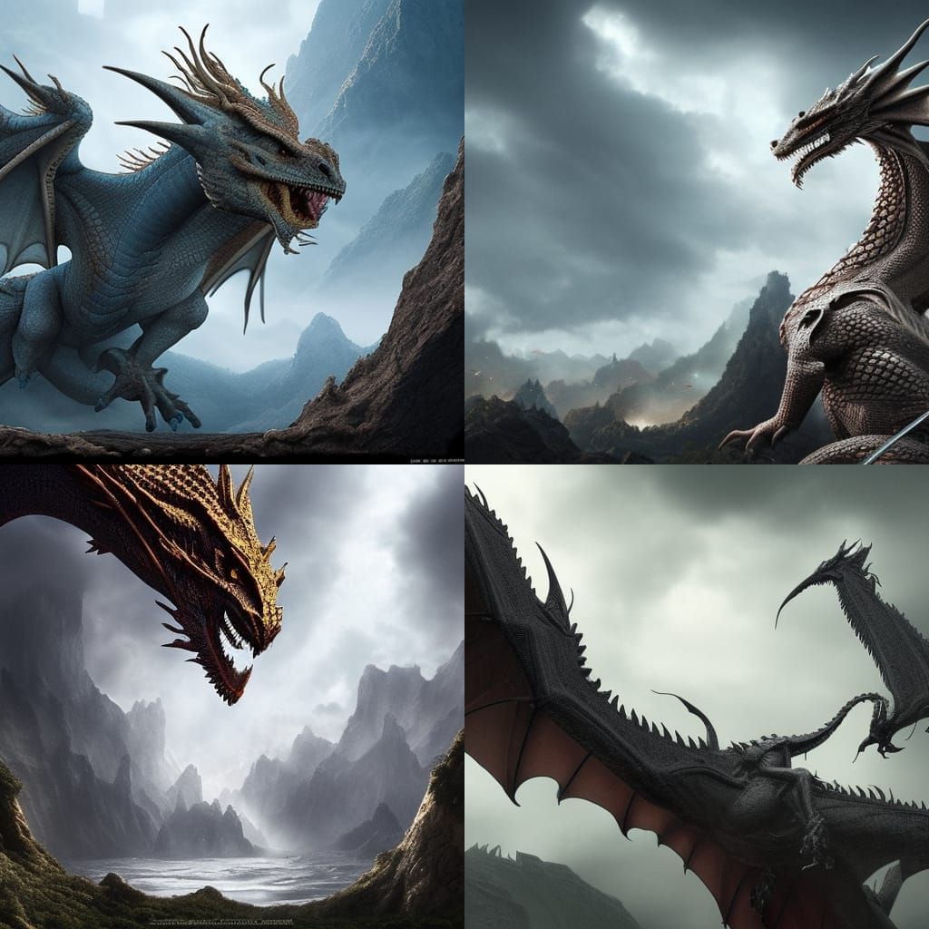 Epic Dragon in Digital Matte Painting Style