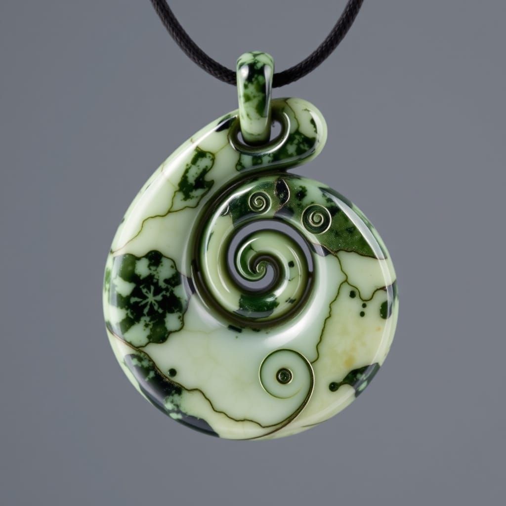 Greenstone Maori Koru Pendant with Spiral Design